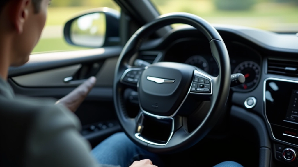 Close-up of Mazda CX-9 steering wheel and dashboard with intuitive control layout and clear sightlines