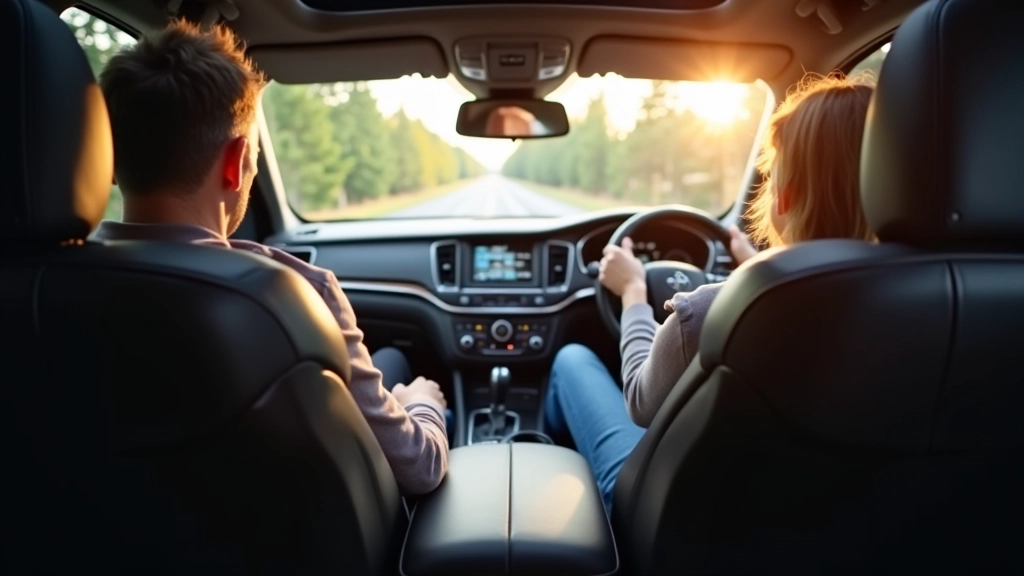 Interior of comfortable SUV showing spacious seating and accessible dashboard controls, senior driver comfort focus, professional automotive photography