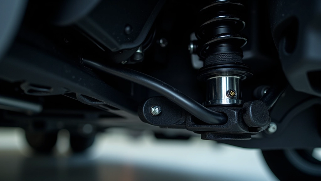 Close-up detail of Lexus RX 350 suspension components showing double-wishbone system with precision engineering
