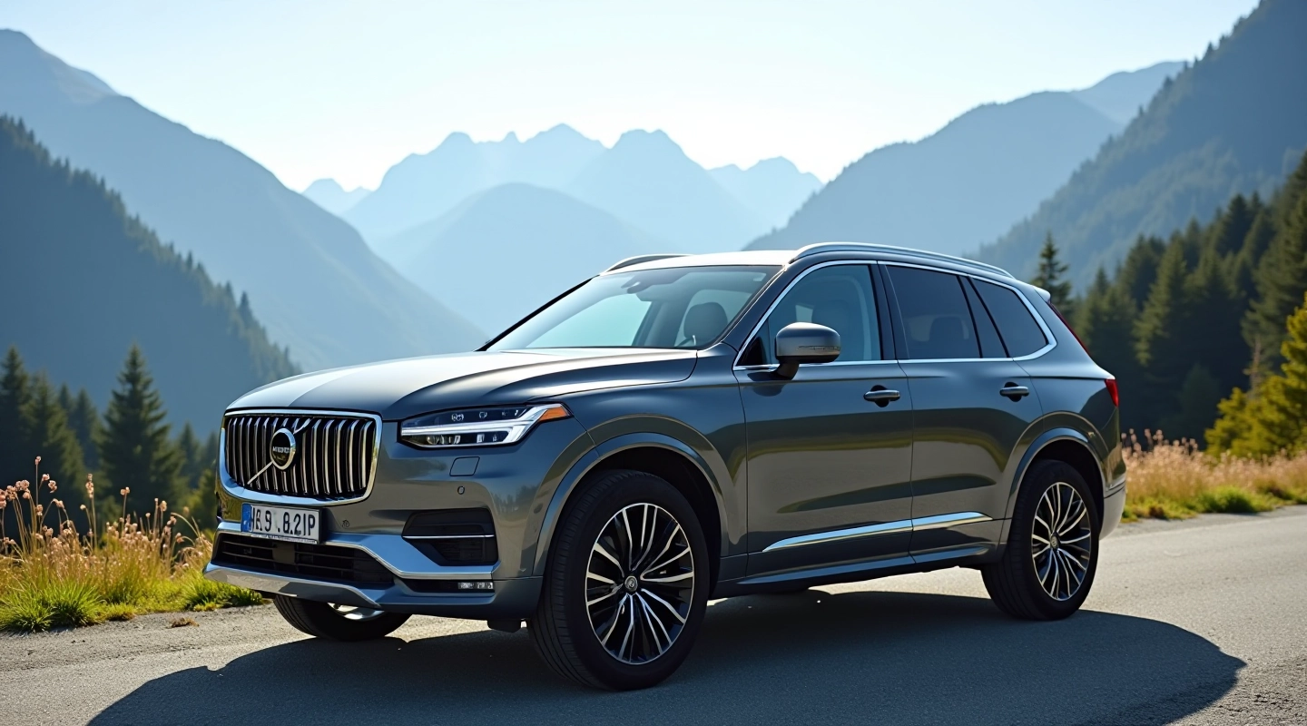 Modern comfortable SUV parked in scenic Vancouver location with mountains in background, professional automotive photography, bright daylight