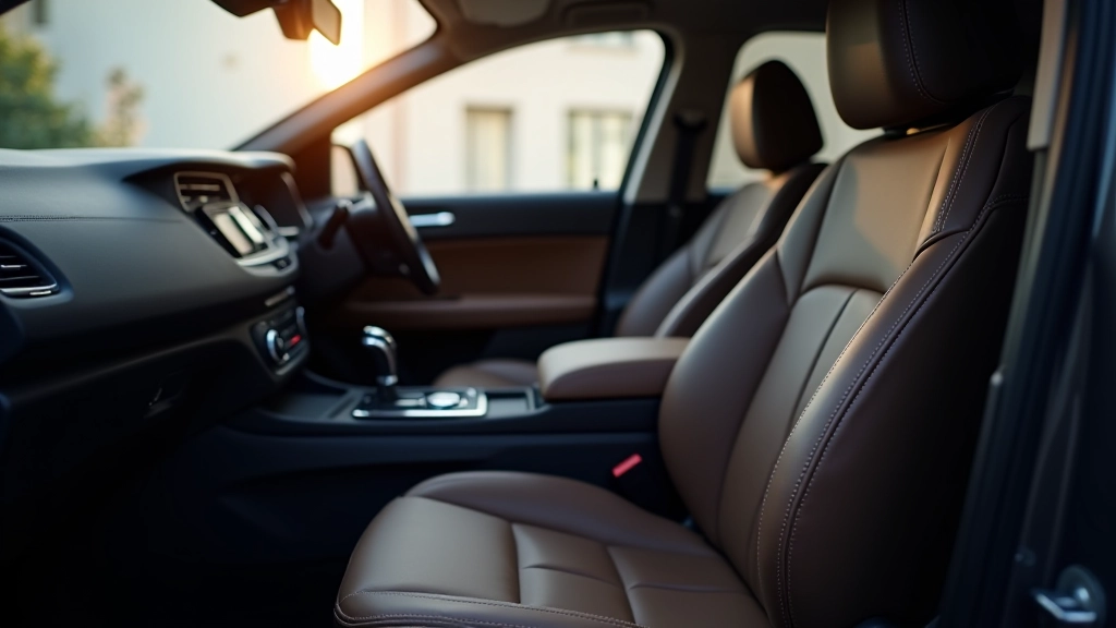 Close-up of Honda Pilot front seat showing leather upholstery, stitching details, and lumbar support adjustment controls
